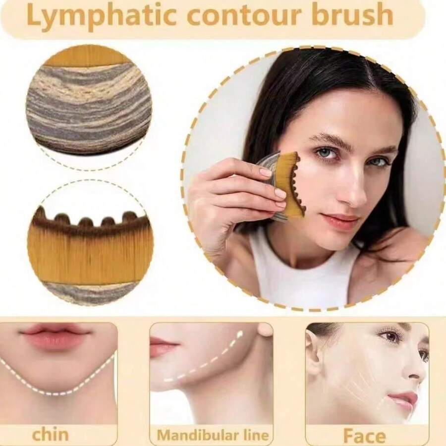 1PCS New Lymph Contour Facial Brush, Dry Brushing Face Massager, Neckline Shaping Tool, Facial Care Tools, Ergonomic Design, Precision Fit, Relieves Fatigue