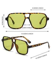 1 Pair Men's Leopard Print Retro Aviator PC Frame Casual Vacation Fashion Glasses - Leopard - View 4