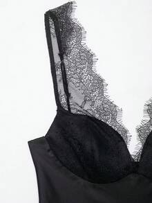 Women's Sexy Lace Patchwork Camisole - Black - View 9