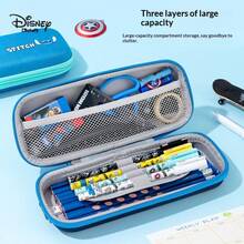 Marvel 迪士尼 x 漫威联名款漫威角色图案覆膜铅笔盒，三层大容量隔层收纳，聚酯纤维材质，防震铅笔袋 - 單件 - 查看 2