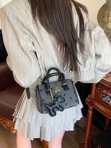 Dedoo 2026新款女士便携手提包篮枕包单肩斜挎包。赠送精致五金吊坠。 - 黑色 - 查看 10