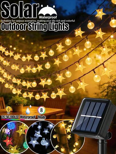 Đèn trang trí sân vườn hình quả cầu pha lê chạy bằng năng lượng mặt trời - 20/50/100 đèn LED, 8 chế độ chiếu sáng, chống nước IP65, tạo nên hiệu ứng ánh sáng độc đáo cho khu vườn, sân trong, các buổi tụ họp, ban công, đám cưới, tiệc tùng, hiên nhà, hàng rào, vọng lâu, lễ hội, trang trí lễ Phục sinh (Ánh sáng trắng ấm/Trắng/Màu)