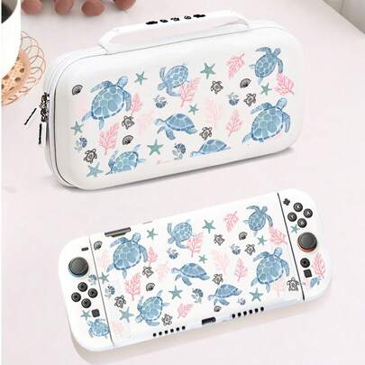 1pc Ocean Element Turtle Pattern Protective Case For Nintendo Switch 2 (2025) Game Console, Compatible With Switch NS/Switch OLED/Switch Lite, TPU Soft Shell, Universal Protective Cover, Switch Controller Protector, Switch Gaming Accessories, Anti-Drop, Anti-Slip, Scratch-Resistant, Stylish, Best Gift For Family And Friends