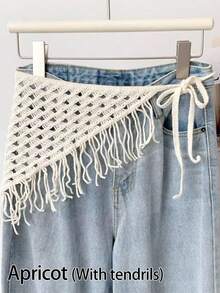 法式花卉针织头巾蕾丝叠穿半裙套装，假半裙内衬裙，显瘦叠穿单品 - 彩色 - 查看 11