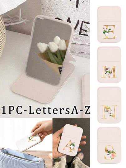 Bohemian Style Gold Letter Printed Folding Portable Makeup Mirror, An Ideal Tool For Girls To Apply Makeup And A Portable Travel Necessity. Travel Mirror, Beauty Products, Desktop Makeup Mirror, Rectangular Desktop Mini Folding Mirror, Simple And Compact Makeup Mirror, Women's Travel Portable Makeup Mirror, Ideal Birthday Gift, Back To School Gift, Graduation Gift, Women's Day Gift, Mother's Day Gift, Spring And Summer, Friendship Gift, Party Activity Gift
