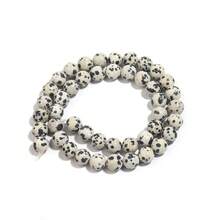 Cuentas de jaspe dálmata natural suave - Piedras con puntos negros de perro para hacer joyas, hilos de 4 mm a 12 mm - piedra manchada - Ver 7