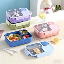 1pc Cartoon Lunch Box With Utensils And Sauce Container, Microwave , Suitable For School, Office, Outdoor - View 6