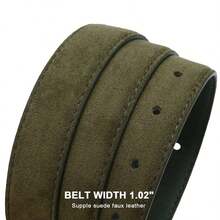 Oval Buckle Belt For Women - Casual Leather Belt For Everyday Wear| Versatile Waist Belt For Jeans, Pants, Dresses, Perfect For All Seasons - 橄欖綠 - 查看 4