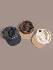 1pc Couple Plaid Retro American Style Short Brim Embroidered Letter Distressed 5-Panel Hat, Baseball Cap, Sun Protection, Suitable For Outdoor, Casual, Driving, Sports, Hiking, Daily Use,Summer,Beach,Holiday - A - View 4