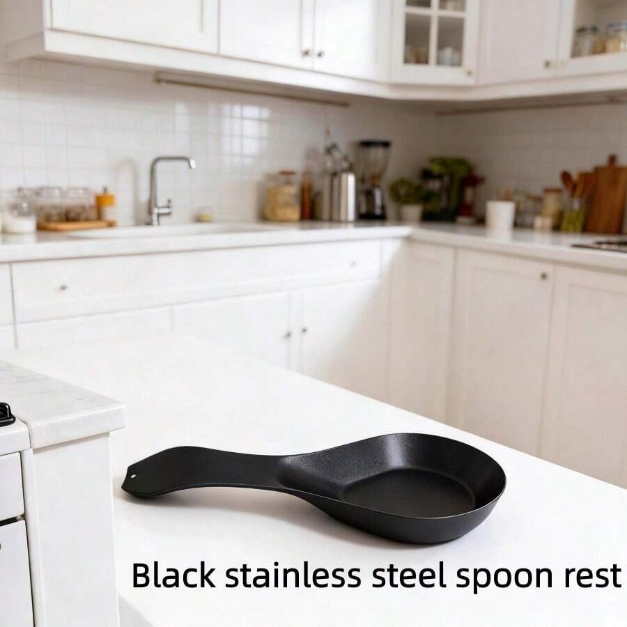 1 pieza/2 piezas Soporte de utensilios de acero inoxidable negro, mantiene los utensilios de cocina en su lugar, adecuado para mostrador, estufa o estación de café, accesorio de cocina, estante para utensilios de mango largo (negro)