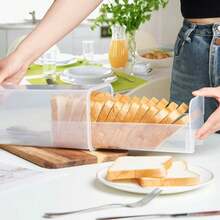 Contenedor de pan, caja de panética transparente con tapa, soporte para pan sándwich para pan casero, protector de pan alto para Cocina DPYI - Negro sin dibujo - Ver 5