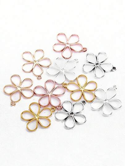 20 chiếc trang sức tự làm, mặt dây chuyền hình hoa rỗng mạ vàng, mặt dây chuyền nhỏ kiểu cổ điển, mặt dây chuyền hình hoa rỗng bằng kim loại, mặt dây chuyền mini bằng hợp kim sơn màu, phụ kiện làm vòng tay, vòng cổ, đồ thủ công tự làm.