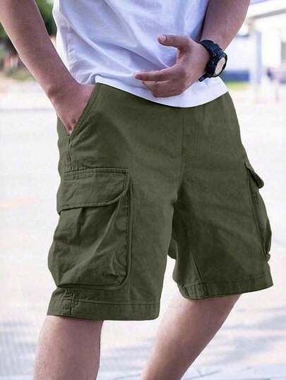 1pc Tween Boy Casual Summer Sports Cargo Shorts With Pockets, Workout & Outdoor