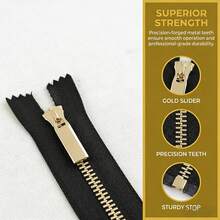 5pcs Mixed Color 5# Y-Teeth Light Gold Metal Zipper, Open-End, Titanium Alloy Slider Ideal For Jackets, Jeans, Garments And Bags. Sturdy, Secure, Practical, Durable And Cost-Effective. - 0073 Mixed Color - View 4