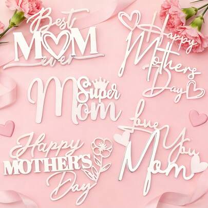 1 cái/3 cái phụ kiện trang trí bánh kem acrylic "Chúc mừng Ngày của Mẹ, Siêu Mẹ", dùng để trang trí bánh kem, món tráng miệng tự làm cho Ngày của Mẹ, sinh nhật mẹ.