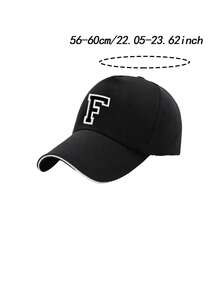 1pc A-Z Letter Kids Baseball Cap, 3-16Y Adjustable Breathable Sun Hat, Casual Black Cap With White Trim For Boys & Girls, Daily & Outdoor Activities - Black - View 11
