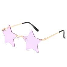 Women's Rimless Pentagram Fashion Glasses, Red Ocean Lenses - Unique Design Glasses, Suitable For Parties, Dances, And Casual Wear, Comfortable And Lightweight Design, No Accessories Needed,  Fashion Glasses. - 金框黑灰膜 - 查看 11