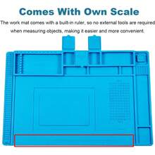 磁性硅胶工作垫焊接台垫耐热防静电适用于电子产品手机笔记本电脑手表维修 - 藍色 - 查看 3