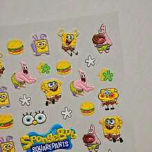 SpongeBob SquarePants 1 pieza Pegatina de uñas cuadrada de dibujos animados, pegatina de uñas 3D de anime DIY, decoración artística, pegatina autoadhesiva impermeable, regalo de uñas, regalo del Día de San Valentín, regalo de vuelta a la escuela, pegatina, recuerdos de fiesta, regalo de cumpleaños - Multicolor - Ver 6
