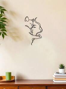 1 pièce Ornement intérieur décoratif abstrait minimaliste en métal en forme de chat - Décoration de chambre, Art mural pour amateurs de chats - Multicolore - Voir 9