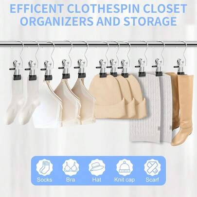 12pcs Wardrobe Leggings Hanger, Portable Travel Pants Hanger With Clip, Single Clip Saves Space, Used For Hanging Heavy-Duty Jeans Hanger, Metal Yoga Pants Hanger In Wardrobe, Suitable For Jeans, Shorts, Skirts,