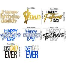 1pc/3pcs Acrylic "Happy Father's Day" And "Happy Father's Birthday" Cake Topper Set - Gold/Black/Blue/Silver "World's Best Dad" Cake Decoration For Men's Birthday And Father's Day Party Supplies - Multicolor - View 6