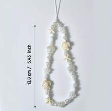 Summer Ocean Life Style Starfish, Sea Turtle, Faux Pearl, Seashell, Flower Beaded Soft Clay Chain Phone Lanyard, Travel Holiday Accessory Pendant - Multicolor - View 4