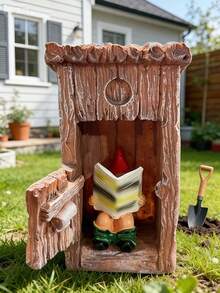 1 Tượng nhỏ bằng nhựa hình người ngồi trên bồn cầu đọc sách, vật trang trí sân vườn độc đáo, chất liệu nhựa chịu thời tiết, thích hợp cho sân vườn, bãi cỏ, vườn cổ tích mini, món quà độc đáo cho người yêu thích làm vườn. - nhiều màu - Xem 1