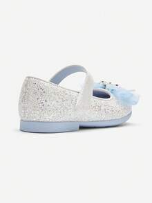 Balabala Nuevos zapatos planos de niña tipo Mary Jane con purpurina, estilo princesa, con adorno de lazo con brillantes de strass - tinte azul - Ver 5