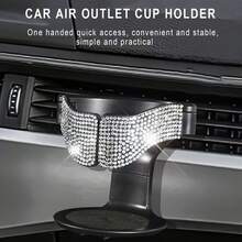 1pc Car Air Vent Cup Holder, Rhinestone Design, Multifunctional Car Beverage Rack, Fashionable Design, Easy To Clean, Suitable For Various Car Models - A - View 1