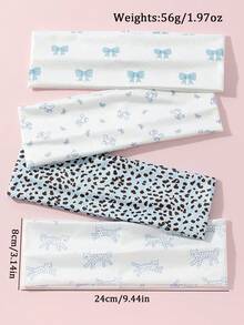 4件套女士休闲可爱小熊、豹纹、蝴蝶印花发箍，涤纶材质，适合日常佩戴、海滩度假等多种场合 - 彩色 - 查看 3