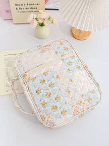 1pc Large Kids Book Protector, Kids School Supplies Case, Bible Book Protector, Quilted Bible Bag, Spacious Portable Dustproof Book Cover, Floral Pattern Bible Organizer Bag (Quilted Organizer With Handle), Book Protector, Home Organizer With Zipper Bag And Handle, Bible Study Supplies, Teacher Gift, Back-To-School Gift, Cute Birthday Gift For Girls - Multicolor - View 16