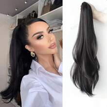 Tóc giả đuôi ngựa dài 18 inch thanh lịch dành cho nữ - Tóc giả thẳng tổng hợp, bồng bềnh và đa năng. - Dark Brown - Xem 1