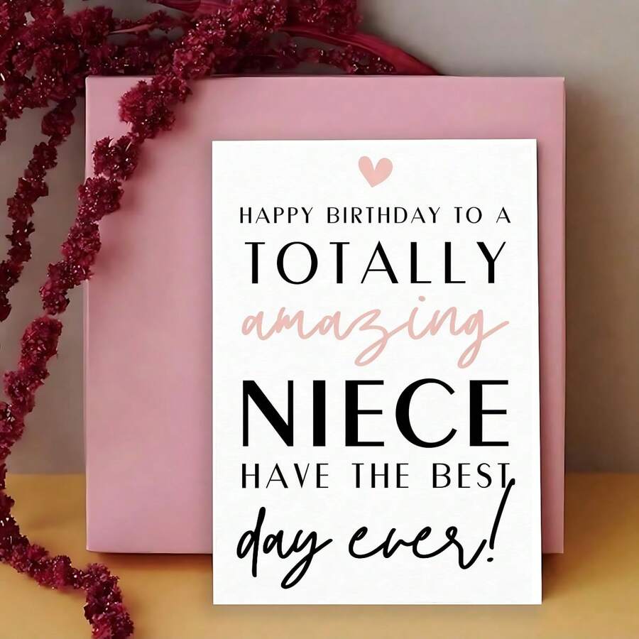 1pc Charming Birthday Card For Niece – Unique And Heartfelt Design, 'Totally Amazing' Message, Perfect Gift For Teens, Includes Thank You Card, Birthday Greeting Card | Heartfelt Message - One Size Fits All - View 1