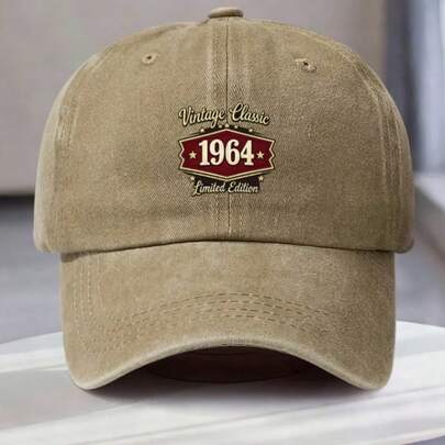 Gorra clásica vintage edición limitada de 1964 con estampado lavado, gorra de béisbol unisex, gorra ajustable para el sol, perfecta para deportes al aire libre, viajes y uso diario. Un imprescindible para parejas, fácil y versátil, que muestra un regalo de cumpleaños memorable