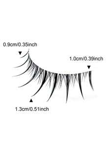 5 cặp mi giả nguyên dải dài 6-10mm, mềm mại và quyến rũ, kiểu hoạt hình với đuôi nhọn, xoăn tự nhiên, sợi đen mỏng nhẹ, có thể tái sử dụng, phù hợp cho trang điểm hàng ngày. - màu đen - Xem 2