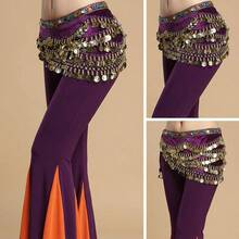1pc Women's Wavy Belly Dance Belt Hip Scarf Women's Sweet Belly Dance Golden Coin Hip Scarf Skirt Wrap Noisy - Multicolor - View 6
