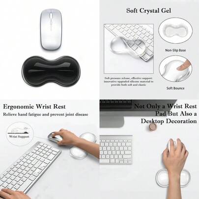 Mouse Wrist Rest Pad 5.71" Ergonomic Cool Silicone Gel Wrist Support Pad For Effortless Typing And Pain Relief Non-Slip Base Wrist Support Cushion For Gaming Computers Laptops Office Use Black
