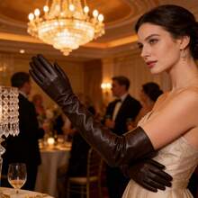 50cm Elegant Long Soft PU Leather Gloves, Smooth Surface, Suitable For Formal Occasions, Weddings, Cocktail Parties, Cosplay And Vintage Outfits. Breathable And Comfortable For All-Day Wear, Especially Suitable For Brides, Bridesmaids And Fashion Enthusiasts.,Travel,Festival,Party,Camping - A - View 6