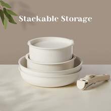 12-Piece Pots And Pans Set,Nonstick Cookware Set With Detachable Handle, Dishwasher & Oven,White - 查看 8