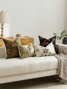 1pc Black (No Insert) Floral Pattern Throw Pillow Cover, Modern Fashion Luxury Comfortable Soft Jacquard Cushion Case, Suitable For Daily Home, Sofa, Bed, Bedroom, Living Room, Cafe, Exhibition Hall, Decorative Pillow Cover, Daily Holiday Party Decoration, Spring Summer Autumn Winter, All Season - Black - View 5