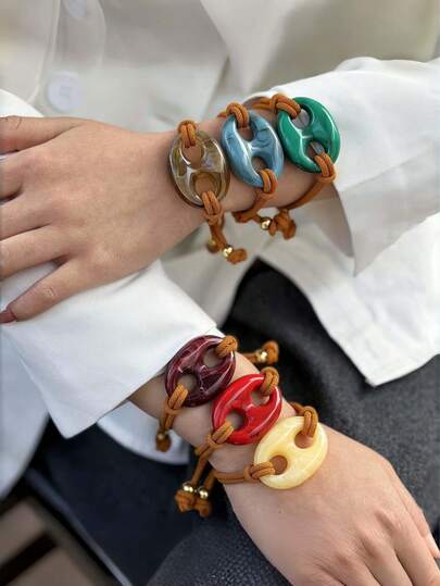 سوار يدوي من الراتنج بنقشة هندسية ثلاثية الأبعاد بطبعة صبغ التعتيق، مناسب كهدية عيد ميلاد أو إكسسوار يومي للنساء