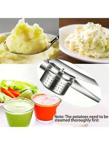 Stainless Steel Potato Masher Ricer - Potato Masher, Potato Press, Lemon Juicer, And Vegetable Crusher With Non-Slip Handle - Easily Mash And Prepare Rice, Fruits, And Vegetables Manual Kitchen Tool - Potato Masher - View 4