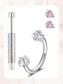 马蹄形鼻环（含可替换锆石）、内螺纹心形星形鼻环、不锈钢唇环、眉环、耳廓环、耳钉等穿刺饰品 - 彩色 - 查看 16