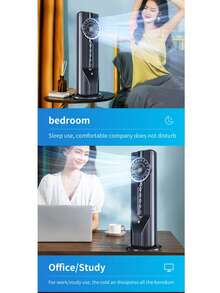 1 pieza Ventilador y enfriador de aire portátil multifuncional con enchufe USB - Ventilador ajustable de 6 velocidades, diseño portátil ligero, adecuado para oficina, viajes, camping, RV, estética moderna, función de humidificación - Negro - Ver 8