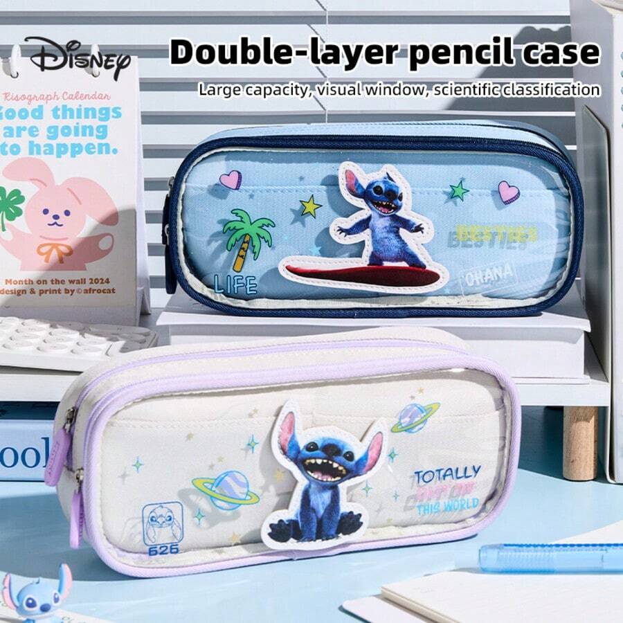 Hộp bút Disney Stitch, túi đựng văn phòng phẩm dung tích lớn, hộp đựng đồ dùng học tập cho học sinh trung học. - Mảnh duy nhất - Xem 1