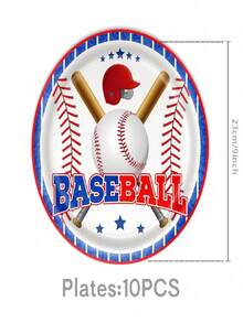 50Pcs Baseball Disposable Tableware Set, Red Blue Baseball Bat Helmet Print Paper Plates Cups Napkins, Sports Fan Game Day Baseball Birthday Home Watching Party Supplies Table Decor Essentials - Multicolor - View 8