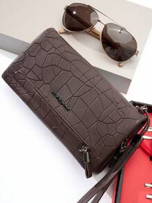 HOVI'S Men's Premium PU Organizer Wallet - Detachable Wrist Strap & Tortoiseshell Texture With Silver Zipper - Brown - View 4