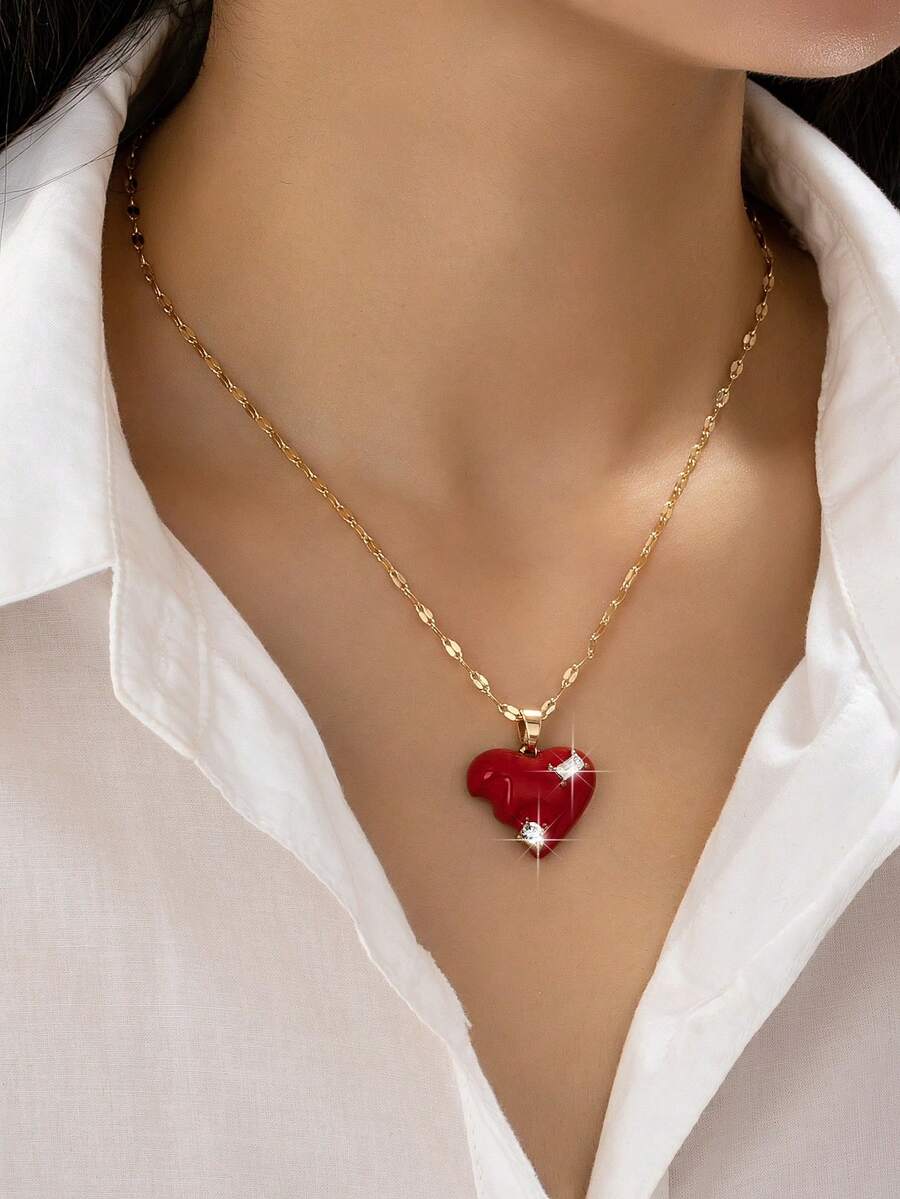 1 chiếc dây chuyền mặt dây chuyền hình giọt dầu thanh lịch, giản dị dành cho nữ - Nhiều màu - Xem 1