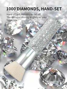 DUcare Ultra-Glam Diamond-Studded Makeup Brush – Premium Face Foundation Brush With Stunning Crystal-Encased Handle For A Luxe, Sparkling Beauty Experience, High-End Face Makeup Tool High-Coverage & Photo-Ready Finish - Silver - View 9